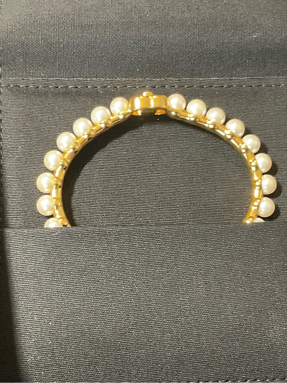 CHANEL Gold Pearl-Trim Open Cuff Bracelet - Picture 4 of 5